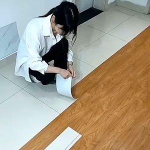 กระเบื้องยาง 10 แผ่น กระเบื้องยางลายไม้ ขนาด91*15cm วัสดุPVC+PVE ทนทาน