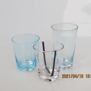 Handmade European Style round Blue And Red Beer Glasses with Silk Insertions for Living Room High Water Tea Drinks Black Glass