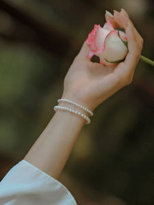 Natural water Pearl Bracelet Light Luxury Unique Stacked Design Simple Elegant Girls Best Friend Gift for Women