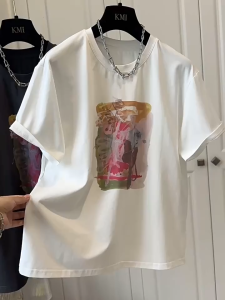 T-Shirt Wanita Lengan Pendek Hitam Motif Lukisan Vintage - Katun Adem Premium 2025