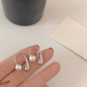 ANENJERY Ngọc Trai Giọt Nước Bông Tai Nữ Thời Trang Thiết Kế Đơn Giản Kim Loại Pendientes Quà Tặng