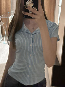 Womens Fashion Loose Cropped Poplin Shirt Vintage Long Sleeve Button-Up Blouse Chic Top with Pockets