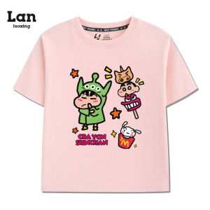 Bandai | 2026 New Design Crayon Shinji Short-Sleeved T-Shirt for Summer - Pure Cotton Large Size for Ages 4-12 Childrens Summer Clothing
