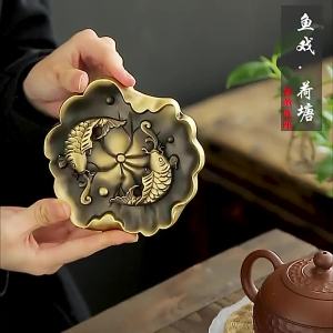 FENGHONGTAO | Brass Incense Burner Lotus Plate Holder