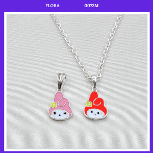 FLORA 0073M - [Có bán lẻ] Dây chuyền bạc ta hình thỏ My Melody màu đỏ hồng dành cho bé gái