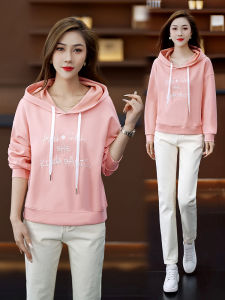 เสื้อสเวตเตอร์คอกลมแขนยาวหลวมๆ แฟชั่นฤดูใบไม้ผลิและฤดูใบไม้ร่วงสำหรับผู้หญิง เสื้อผ้าทำงานสไตล์เกาหลี