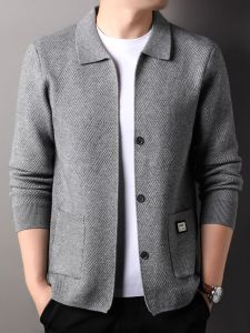 Slim Fit Knitted Cardigan Mens Spring Autumn Youth Korean Style Loose Casual Trendy Button up Knitwear Jacket