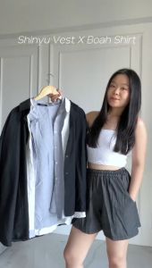 Yoenik x Michelecaren Boah: Kemeja Polo Linen Oversize Korea