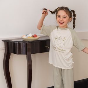 Miiow | Catman Laisel Childrens Summer Sleepwear Boys Breathable Short Sleeve Long Pants Home Clothes Cool Sensation Casual Style