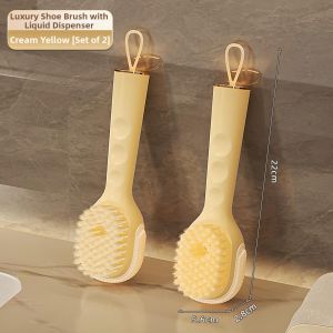 Press-to-Dispense Liquid Shoe and Garment Brush Soft Bristles