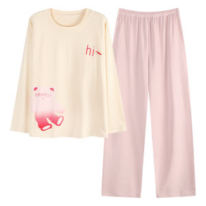 Miiow | Pure Cotton Sleepwear Womens Autumn New Style Long Sleeve Long Pants Breathable Skin-friendly Outdoor Wearable Home Clothes