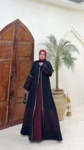 Gamis Abaya Zannah Mix Brocade Manik Swarovski Mewah