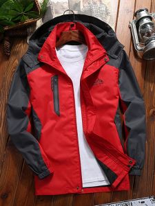 Spring Autumn Mens Jacket Casual Loose Thin Outdoor Climbing Suit Windproof Waterproof Polyester Fabric Long Sleeve Fashion Urban Style