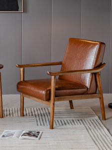 Scandinavian Single-Seat Sofa Chair Solid Wood Chair Study and Bedroom Balcony Casual Sofa Japanese Living Room Simple Wood Chair