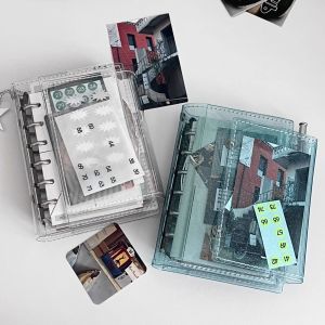 Portable Three-Fold A7 Diary Notebook Loose Leaf Detachable Student Note-Taking Journal Transparent Pages Business Supplies