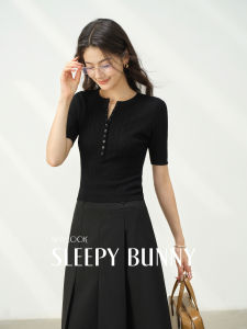 Elegant Short Sleeve 30 Fine Wool Knit Shirt Slim Fit