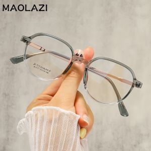 MAOLAZI แฟชั่นผู้หญิง2024ใส่สบายแว่นตาธุรกิจย้อนยุคกรอบแว่นตาสั่งตัด B2171L