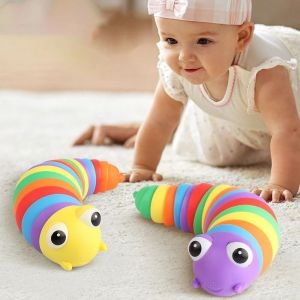 FUNToy Mainan Fidget Slug Ulat dan Siput Fidget Slug Toys Mainan Ulat rainbow