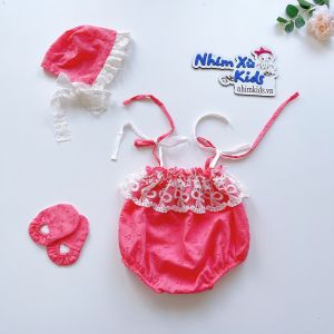 (3-12kg) Body Cổ Yếm Hoa Hồng NHÍM XÙ KIDS Cho Bé Gái Sơ Sinh Đầy Tháng Thôi Nôi Sinh Nhật B101