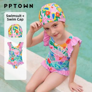 PPTOWN | Sun Protection Quick Dry Large Girls Swimwear for Resort and Spa Use