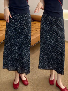 MEITESIJIAONU | French Retro Floral Navy Half Skirt