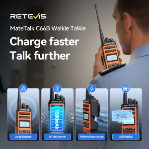 Retevis C6B Compact Two-Way Business Radio with VOX & Noise Reduction 1500mAh Battery for Retail Hotel and Security Team Communication