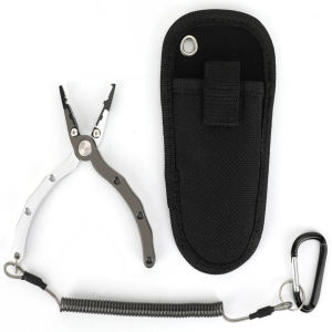 SANLIKE Aluminum Fishing Pliers Multifunctional Hook Removal Fishing Line Scissors With Safety Lock And Storage Bag Fishing Tool