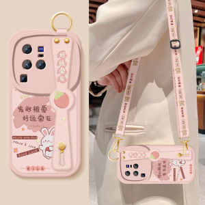 Vivox90s Silicone Leather Phone Case Crossbody Wrist Strap Womens Full Cover Anti-fall Protection for X80 pro Small Sheepskin