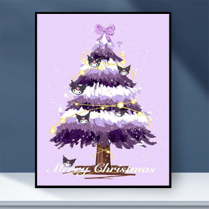 Modern Minimalist Christmas Tree Digital Painting DIY Handmade Coloring Decoration Art Drawing with Canvas Frame Cartoon Design