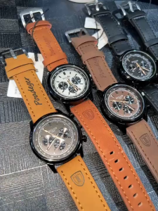 Bolun#6776 นาฬิกาข้อมือสายหนัง ดีไซน์3วงสุดคลาสสิค หน้าปัด40มิล ตั้งเวลาให้ พร้อมส่ง