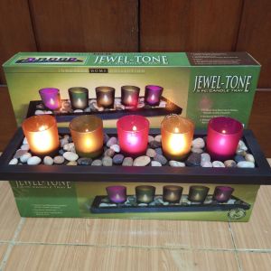 Lilin Gelas Kaca Candle set 5 warna Dekorasi Mewah Romantis Tealight candle tray