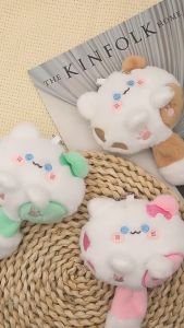 Bestella💗Gantungan Kunci Kucing Lucu yang Dapat Diremas Gantungan Kunci Boneka Mewah Liontin Tas Kartun