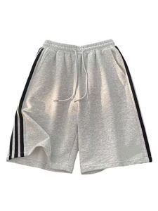 Quần Short Nam Mùa Hè 2025 Dáng Rộng Màu Trơn Thể Thao Phong Cách Trung Tính Ba Sọc Mới Của Mỹ Quần Short Nam Mùa Hè