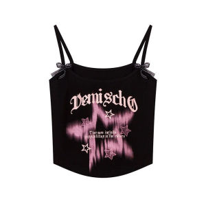 Áo Ba Lỗ Ngắn Ôm Vừa Vặn in Hình Ngôi Sao Phong Cách Mỹ Dành Cho Nữ Mùa Hè Áo Ba Lỗ Ngắn Mặc Trong Và Ngoài