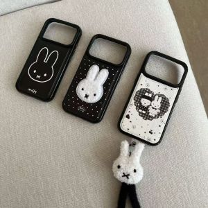 For Embroidered Miffy Rabbit Black Rope for Huawei mate70pro mobile phone case P80/P70nova14/13 h260705
