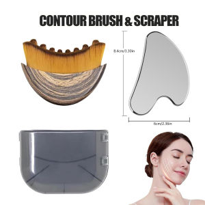 2 Pieces Multi-function Contour Brush Scraping Board Set Womens Lymphatic Contour Facial Brush Stainless Steel Scraping Board