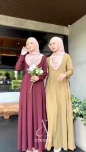 AREEFA Gamis Dress Abaya Remaja Kondangan Wedding Dress Korea Aesthetic Rayon Twill Kekinian Terbaru