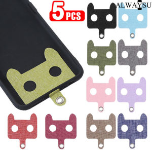 5Pcs Universal Mobile Phone Hanging Lanyard Patch Cat Ear Detachable Clip Cord Rope Anti-lost Phone Case Tether Tab Sticker Compatible with iPhone Samsung