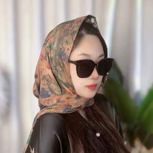 New Travel Sun Protection Silk Scarf Hat Flower Multi-Functional Silk Scarf Womens Fashion Scarf Spring and Summer Sun-Proof Tam-O-Shanter