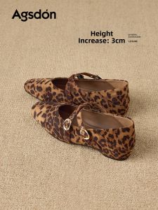 Agsdon | Square Toe Beautiful Leopard Heel Shoes