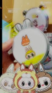 CERMIN LABUBU Glitter Premium (2 Sisi) Pocket Size (Diameter 7.5cm) | Model Lipat (Foldable)