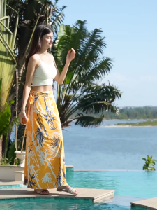 Ohsunny Sun Protection High Waist A-Line Skirt for women Fashion Floral Print Skirt Travel Vacation Wear Beach Skirt Shawl Anti-UV UPF50+