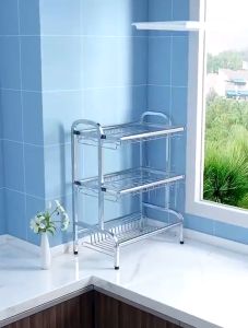 GSlife 2/3 Layers Dish Rack Stainless Steel Dish Drainer Rack Kitchen Rack Storage Rack