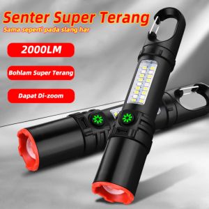 HOHODALINK COD Senter Super Terang Senter SWAT Terbaik / Senter Led Laser Zoom /Senter LED Isi Ulang / Senter USB Isi Ulang Senter Berkemah Luar Ruangan