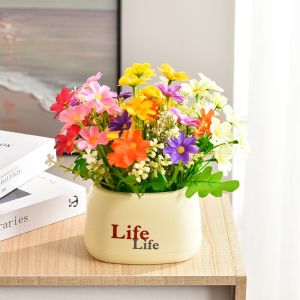 Artificial Sunflower Bouquet Plastic Flowers Living Room Decorations Tabletop Green Plant Decorative Items Simplicity Style