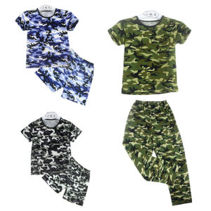 ชุดทหารลายพรางแขนสั้นสีน้ำเงิน ชุดการแสดงเด็ก ชุดโรงเรียน ชุดฝึกทหาร ชุดนักเรียน ชุดการแสดงโรงเรียนอนุบาล ชุดฝึกทหาร