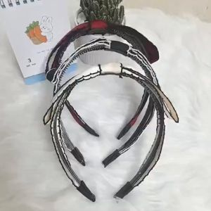 Bờm cài tóc nơ thêu viền phụ kiện cài tóc gắn nơ