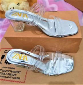 heels Andin hak kaca/hak tahu/sepatu hak tali wanita/sepatu pesta