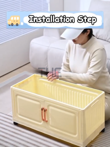 THE L50-80cm (1-6 Layers) 2 Doors Multipurpose Foldable Stackable Storage Cabinet Box With Rollers
