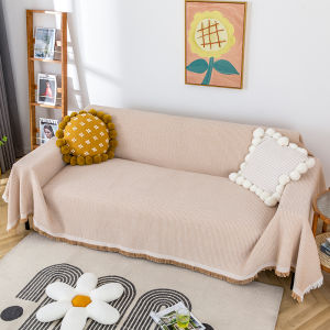 Simple Knitted Cotton Thread Sofa Cover Cloth Dustproof Protector Single Person Chair Jacket Sofa Slipcover Japanese Style